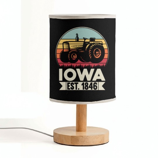 Iowa Vintage Tractor Farmer Gifts Fabric Lamps