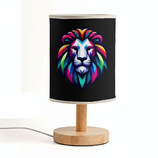 Vibrant Spectrum Lion - Abstract Wildlife Majesty Fabric Lamps