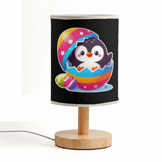 Penguin hatches from colorful Easter egg Fabric Lamps