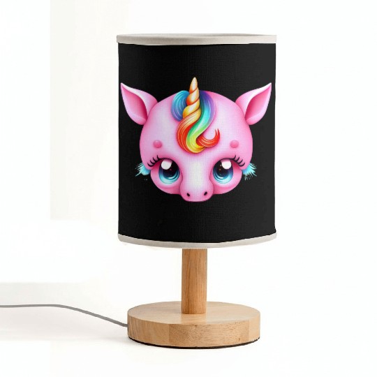 Pink Baby Rainbow Unicorn Head Fabric Lamps