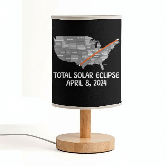 Total Solar Eclipse April 8 2024 USA Map Totality Fabric Lamps