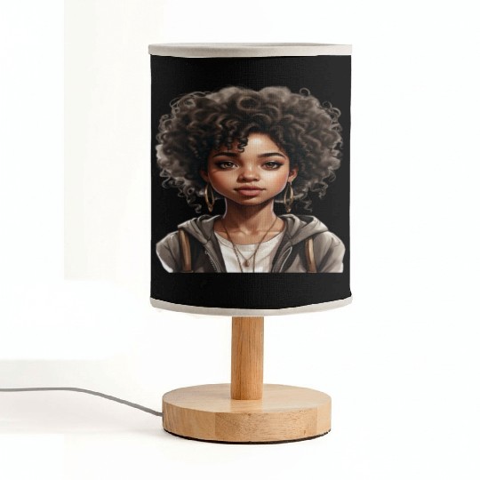 Black girl with big brown eyes .. Fabric Lamps