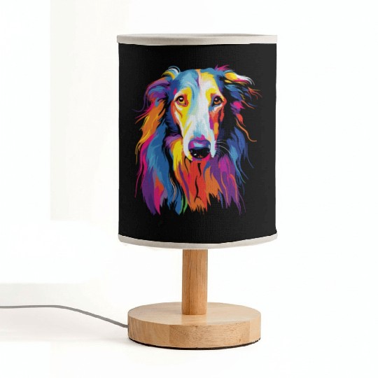 Watercolor Colorful Russian Greyhound Fabric Lamps