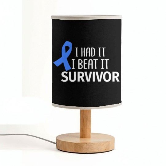 Colon Cancer I Had It I Beat It Survivor Dark Blue Fabric Lamps