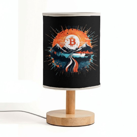 Bitcoin Japonese Ink Sunset Serenity Fabric Lamps