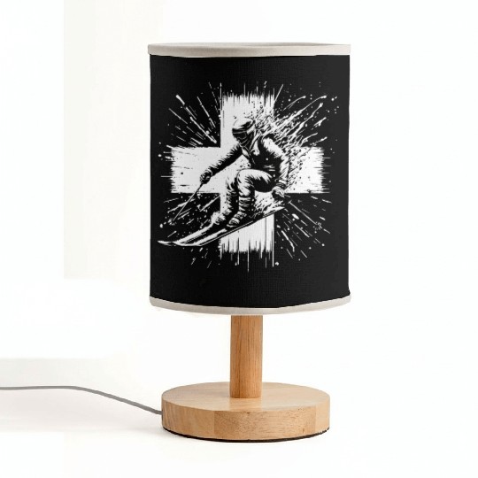 Skiing Switzerland - Swiss Skier in the Alps Fabric Lamps