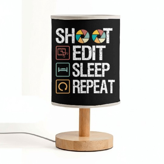 Funny Shoot Edit Sleep Repeat Photography Camera Fabric Lamps