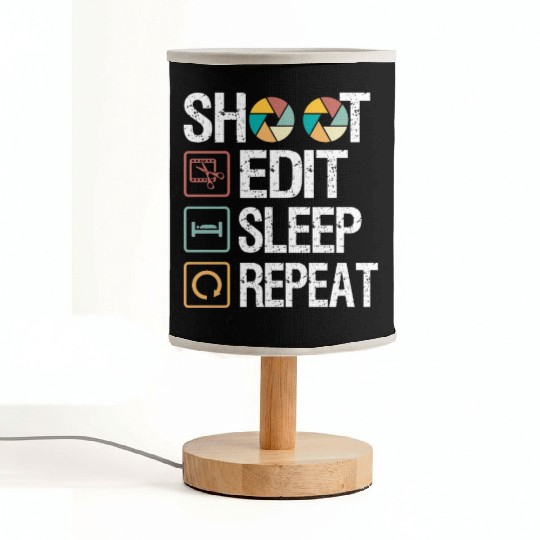 Funny Shoot Edit Sleep Repeat Photography Camera Fabric Lamps