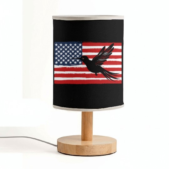 Hummingbird Us Flag Us American Flag Fabric Lamps