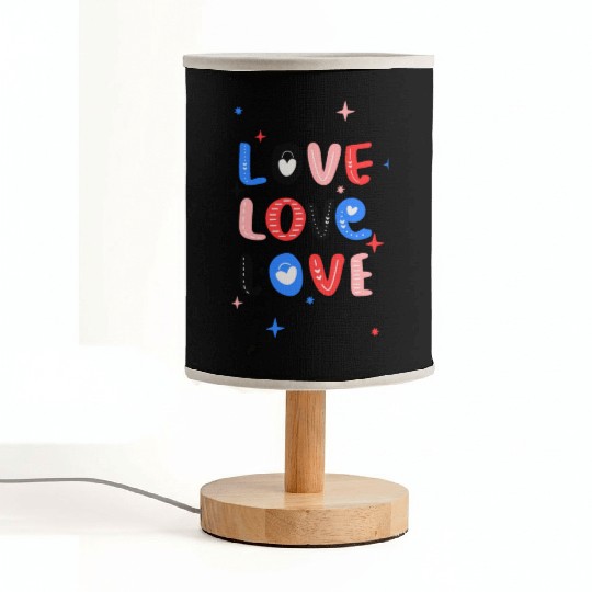 White Red Pink Light Blue Black Bold Valentine Fabric Lamps