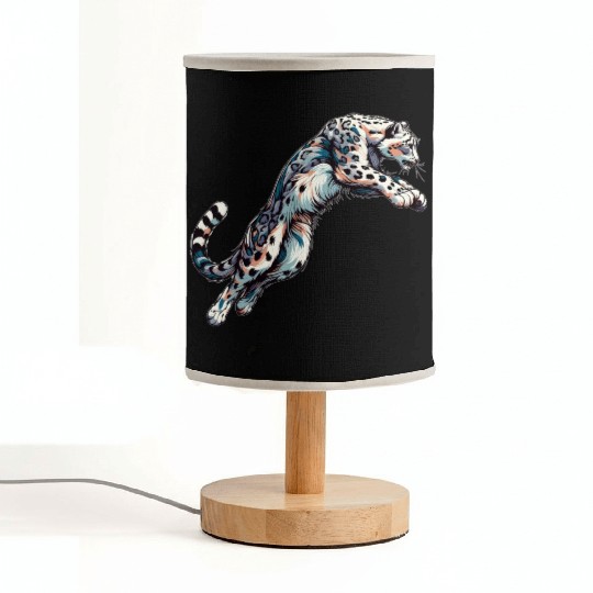 Snow Leopard Leopard White Leopard Fabric Lamps
