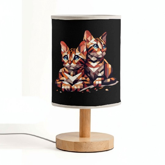 Bengal Kittens Geometric Shape Fabric Lamps