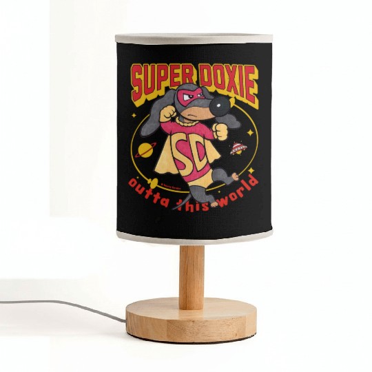 Cute Superhero Super Doxie Dog Outta this World Fabric Lamps