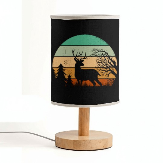 Serene Deer Twilight Forest Silhouette Fabric Lamps