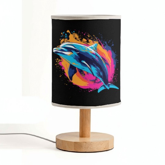 Watercolor Colorful Dolphin Colorful Animals Fabric Lamps