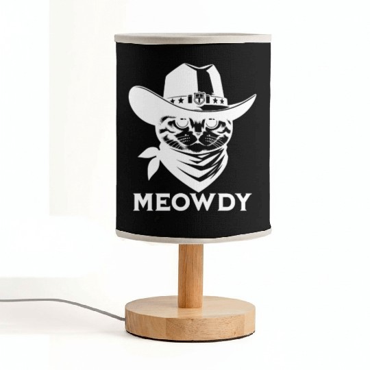 Cute Meowdy Cat Cowboy Pun Fabric Lamps