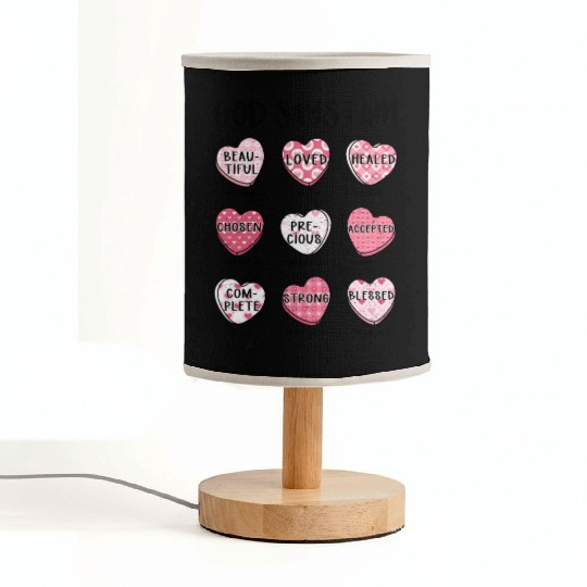 God Says I Am Valentine Candy Hearts Fabric Lamps