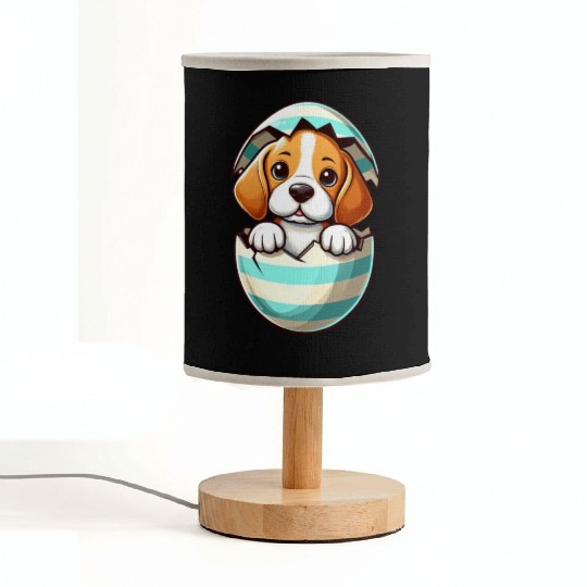 Colorful Beagle Dog Easter Egg Hatching Design Fabric Lamps