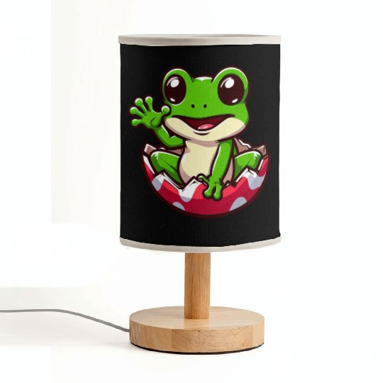 Colorful Easter Egg with Hatching Frog Design Fabric Lamps