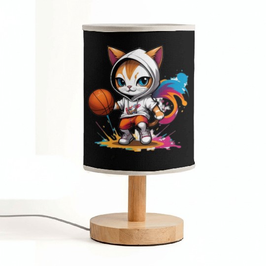 cute cat in Fabric Lamps is playing basketball