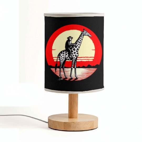 Sunset Safari: Monkey Riding Giraffe Fabric Lamps