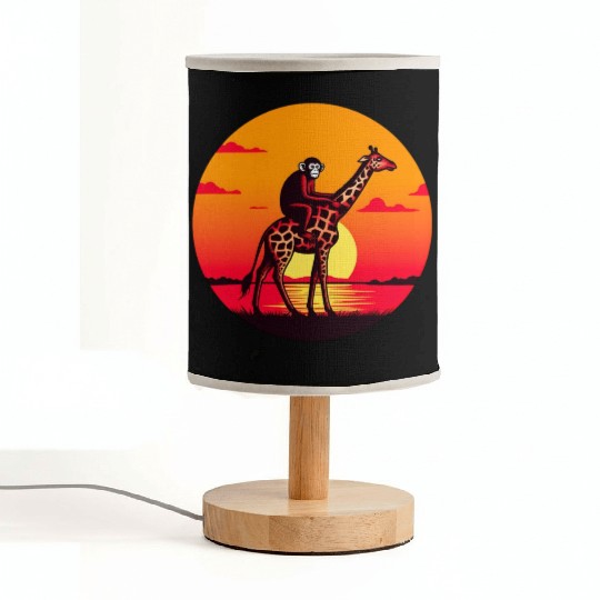Sunset Safari: Monkey Riding Giraffe Fabric Lamps
