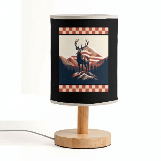 Mountain Range American Flag Rock Camo Deer Peak Fabric Lamps