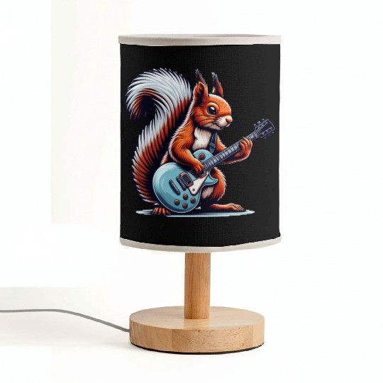 Electric Guitar Squirrel Musician Design Fabric Lamps
