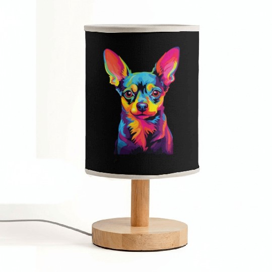Watercolor Colorful Russian Toy Terrier Fabric Lamps