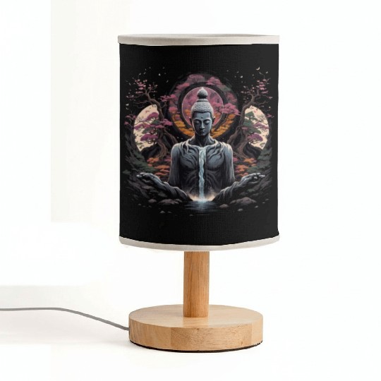 Buddha's Serenity: Cherry Blossom Waterfall Fabric Lamps