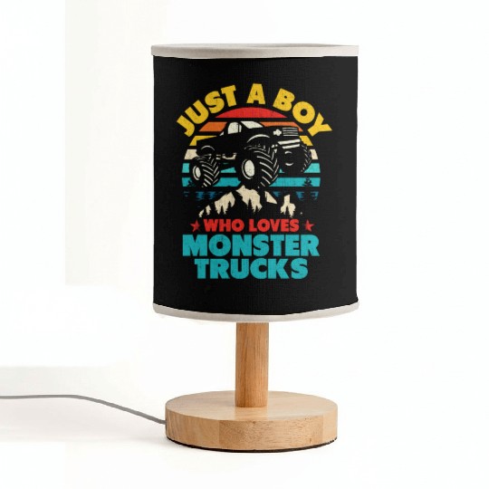 Just A Boy Who Loves Monster Trucks Toddler Kids Fabric Lamps
