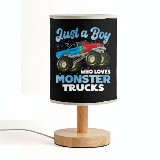 Just A Boy Who Loves Monster Trucks Toddler Kids Fabric Lamps