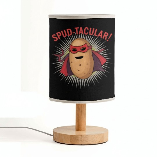 Superhero Potato Saying "Spud-tacular!" Design Art Fabric Lamps