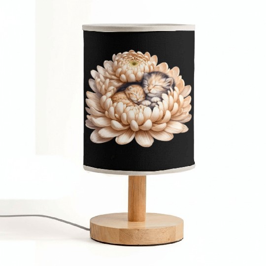 Kittens Sleeping In Flower Fabric Lamps
