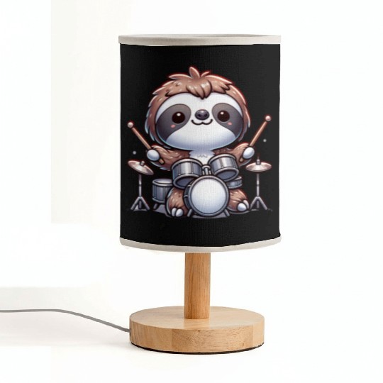 Cool Sloth Drummer Lazy Beats Design Fabric Lamps