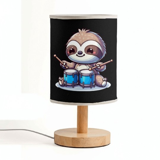 Cool Sloth Drummer Lazy Vibes Design Fabric Lamps