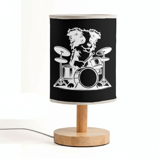 Cool Border Collie Drummer Puppy Design Fabric Lamps
