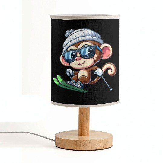 Monkey Chimpanzee Skier Skiing Fabric Lamps