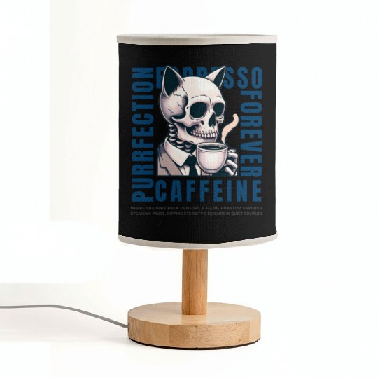 Cat Skull Caffeine Connoisseur - Eternal Coffee Fabric Lamps