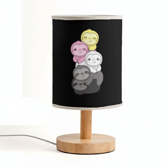 Queerplatonic Flag Pride Lgbtq Cute Sloth Fabric Lamps