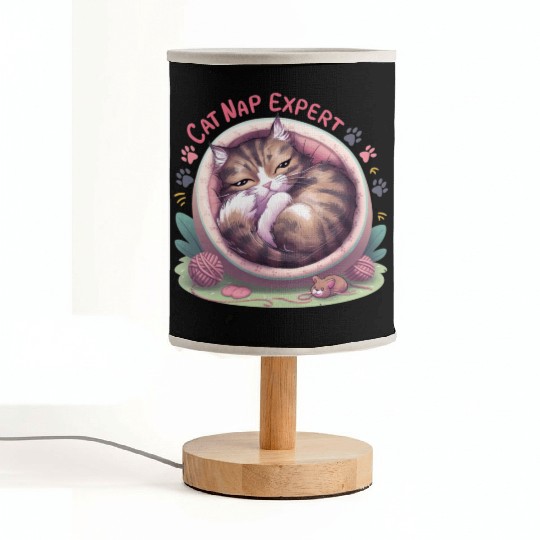 Cat Nap Expert - Funny Cat Outfit! Fabric Lamps