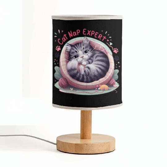 Cat Nap Expert - Funny Cat Outfit! Fabric Lamps