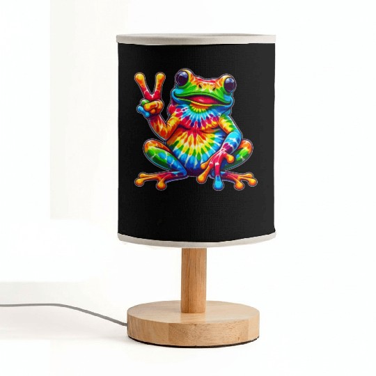 Tie-Dye Frog Peace Sign Hippie Fabric Lamps