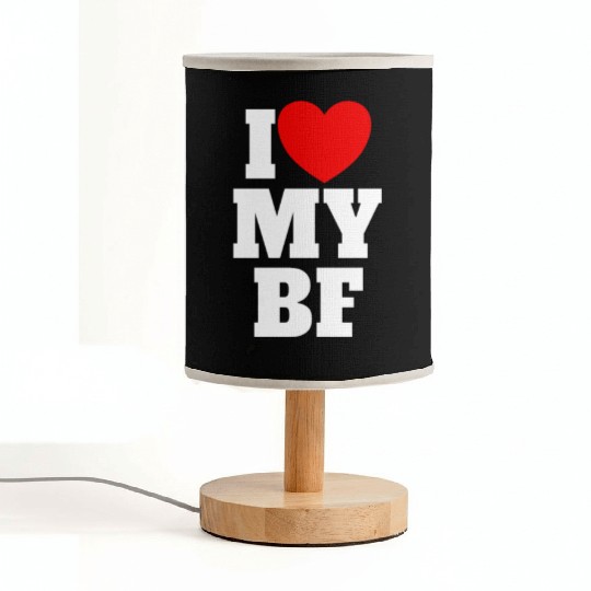 I Love My BF Red Heart Matching Couple Boyfriend Fabric Lamps