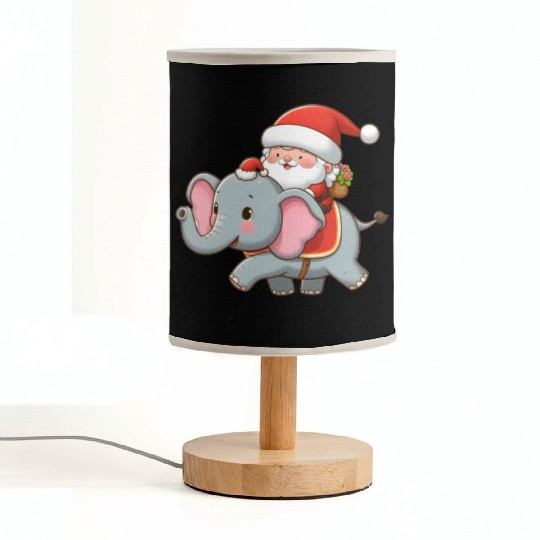Cute Santa Claus on elephant Fabric Lamps