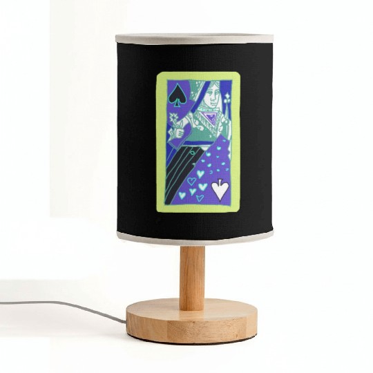Colourful Queen Of Spades Playing Card Fabric Lamps