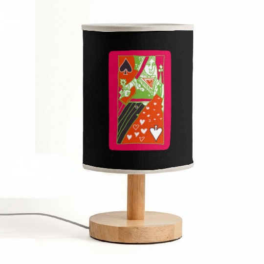 Red Queen Of Spades Playing Card Fabric Lamps