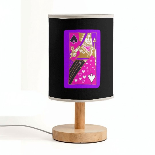 Purple Queen Of Spades Playing Card Fabric Lamps