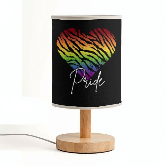 LGBTQ+Pride Rainbow heart-pattern tiger leather Fabric Lamps