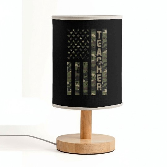 Teacher United States Distressed Camo Fabric Lamps